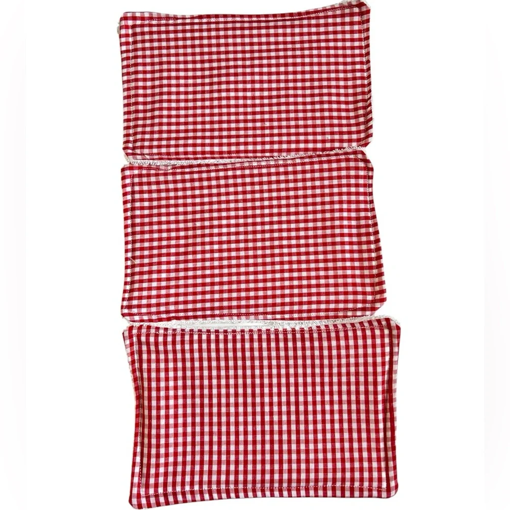 Hand Crafted Red Gingham Reusable 6 Terry Cloth Unpaper Towels 100% Cotton